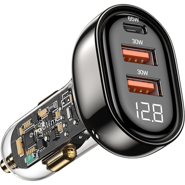 USB-billaddare för bil, 125W Mini USB C-billaddare Snabbladdning 3