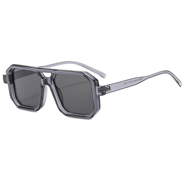 Personlige retro aviator solbriller med dobbeltbro til kvinder og mænd, stilrene og sofistikerede. Translucent gray frame with b