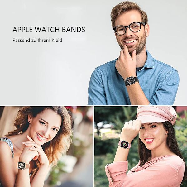 Vaihdettava ranneke yhteensopiva Apple Watch -rannekkeen kanssa 41 mm 40 mm 38 mm naisille/miehille, kaksoismagneettiset säädettävät rannekkeet
