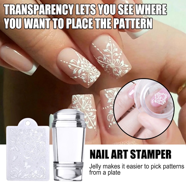 Silikone Neglestempel, Klar Fransk Tip Silikone Stempel Gelé med Skraber, Fransk Manicure Stempel Værktøj