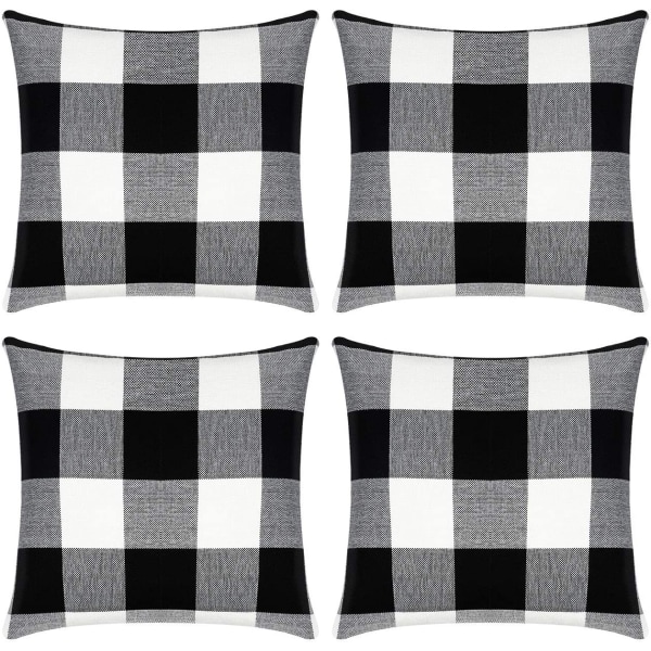 Set med 2  Check Throw Pillow Covers Farmhouse Outdoor Plaid