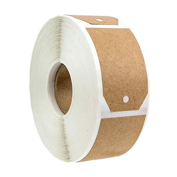 1,15\"x2\" Naturlige brune Kraft gavemærkater / 300 etiketter pr.