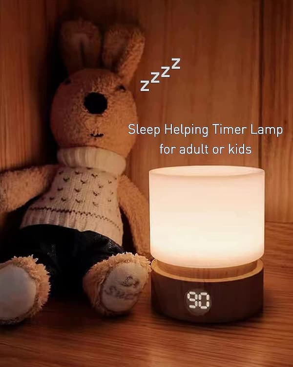 Timer Night Light, Bedside Lamp, Infant Nursing, Dimmable, Battery Powered, Warm Lighting