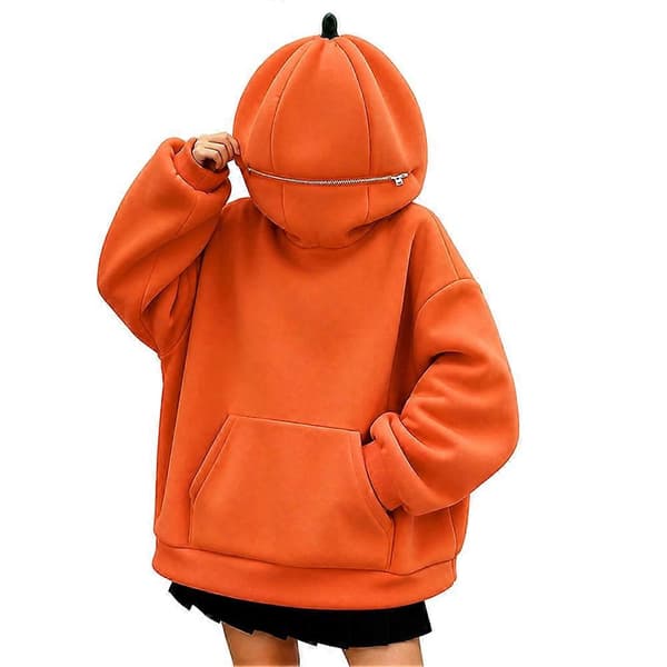Halloween Hættetrøje Græskar Hætte Oversized Sweatshirt Efterår Vinter Langærmede Sweatshirts til Halloween Kostume Cosplay M