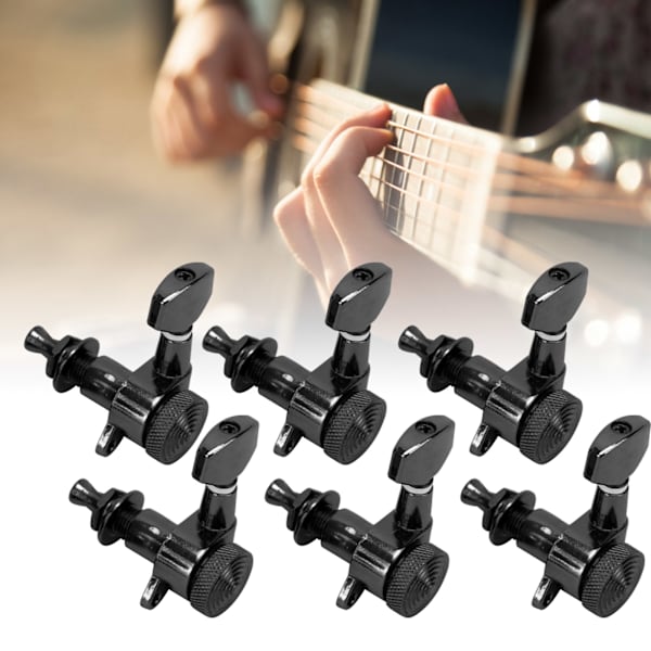 Låsbare Gitar Stemmeskruer, Forseglede Stemmeskruer, Maskinhoder, Musikktilbehør XFNHBK (6 stk. Venstre Stemmeskruer)