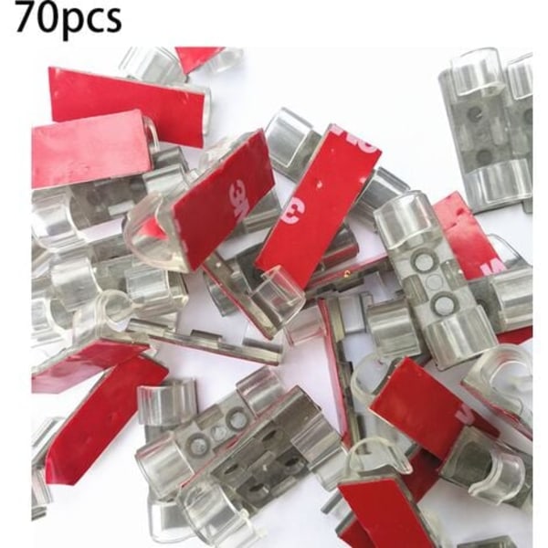 70 st självhäftande kabelklämmor, självhäftande kabelhållare, elektrisk kabelklämma, kabelorganisatör kabelhållare för TV/bil/dator/kontor/hem, transparent -