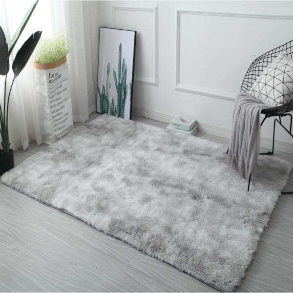 Mjuk plyschmatta, Ljusgrå, 100x150 cm, Fluffig, Långt garn