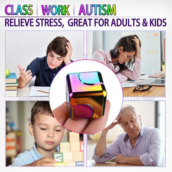 Fidget Spinner Toy Cube - Metal skrivebordslegetøj, sensorisk stresslindring til voksne, Valentinsdag gave EDC