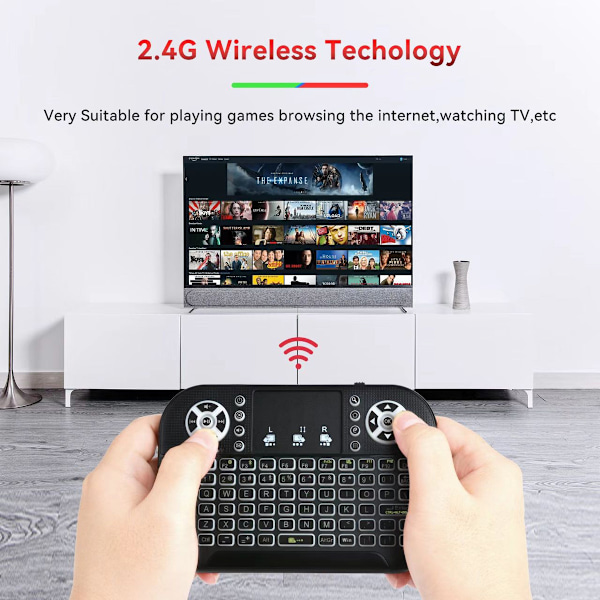 2,4 GHz:n mininäppäimistö, kosketuslevyhiiri, langaton mininäppäimistö kosketuslevyllä ja multimedianäppäimet Android TV:lle, Smart TV HTPC PS3 -älypuhelintabletille