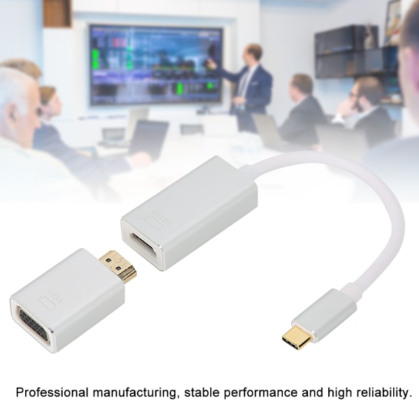 Typ C TILL DP/DP TILL VGA Kaskadkombination Patch Cord Converter Adapter Kabel Tillbehör