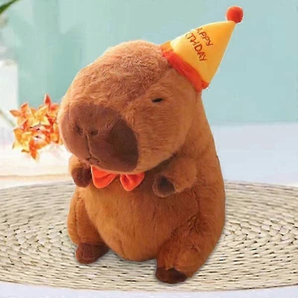 Suuri pehmeä kapybara-pehmolelu sohvan koristeeksi 30 cm with Hat 33cm