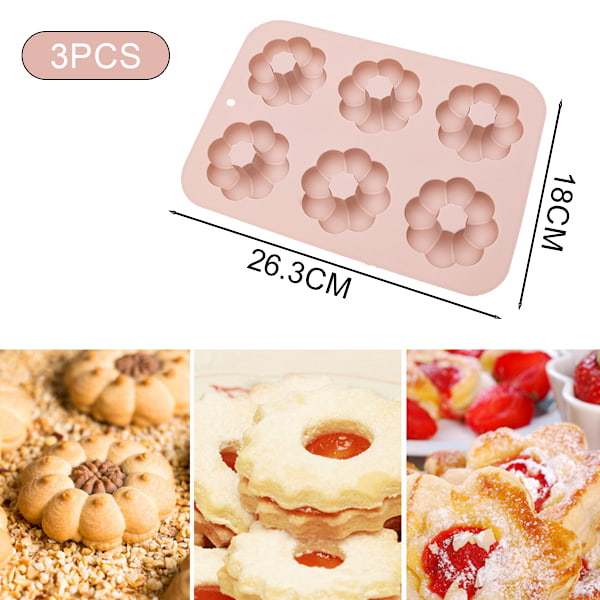 Silikon donutform, donutform, 6-kammer gjenbrukbar kakeform, kjøkken, oppvaskmaskin, ovn