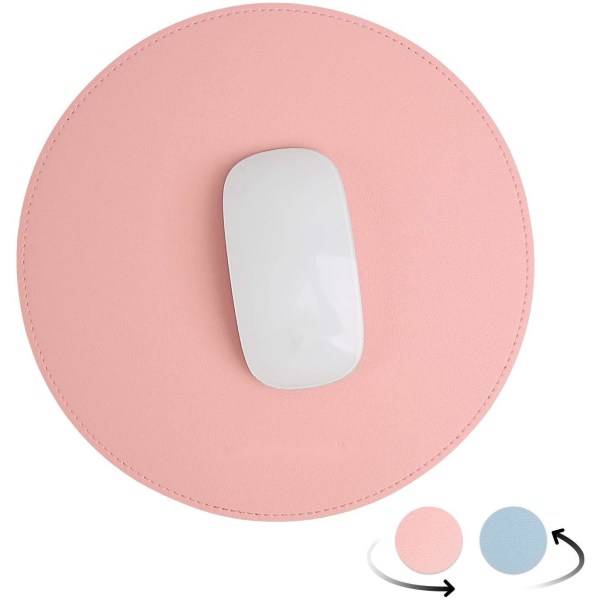 Mouse Pad, Double-Sided Mouse Pads Small Round PU Leather Mouse