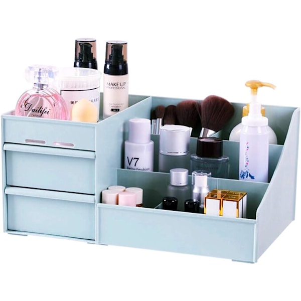 Makeup Organizer, Flere lags design, Blå, 28,5*17,5*12,5 cm