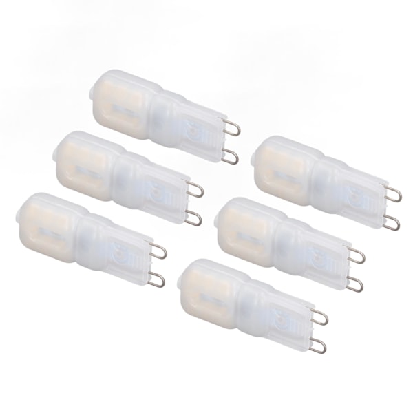 G9 LED-lampa 6-pack, Miljövänlig 3W (Motsvarar 25W Halogen), 3000K Mjukt Varmvitt, Ej Dimbar, Snabb Värmeavledning, Internationell Standard