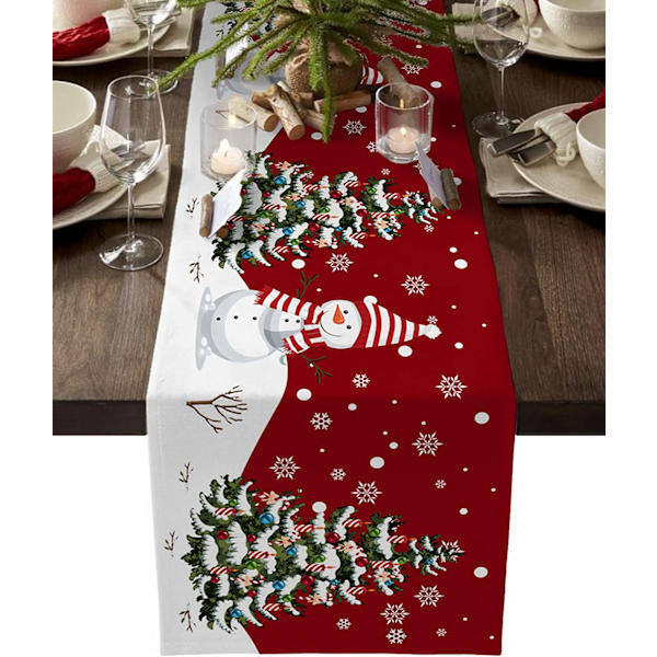 Julebordduk med snøfnugg og elg, juleinnredning