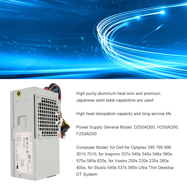 250W Computer Strømforsyning D250AD00 H250AD00 F250AD00 til DELL 390 790 990 3010 7010 DT Chassis Strømforsyning 100‑240V