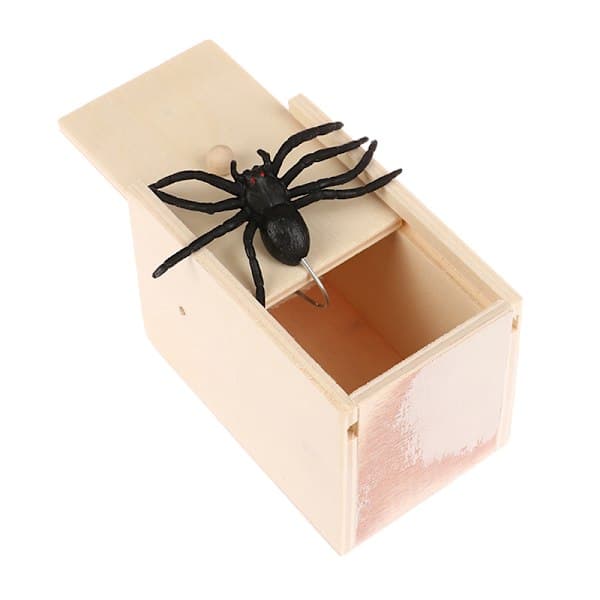 Spider Scare Box - Pull Toy Practical Joke with Realistic Spider Surprise