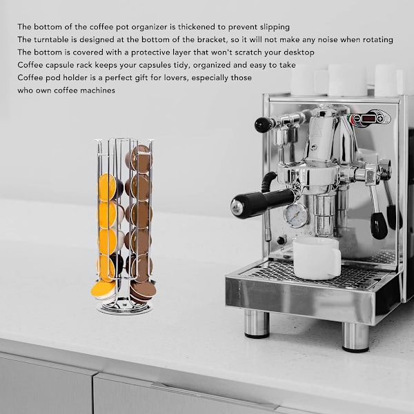 Dolce Gusto kaffekapselhållare, Kapselhållare dispenser roterande display för 24 kapslar, Dolce Gusto förvaringshållare, 360 graders roterbart sortiment