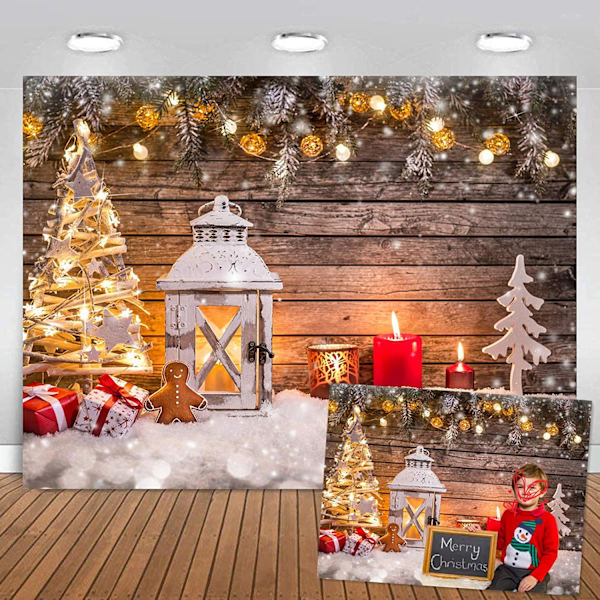 Selens 2x1,5m Julebakgrunn Fotoduk Pepperkake Mann Stearinlys