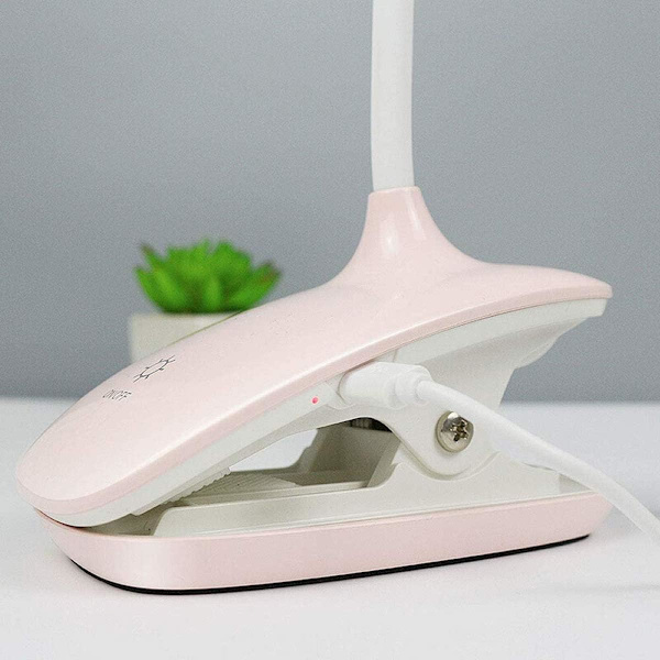 Lapsen ledillä varustettu himmennettävä lukuvalaisin, pidikkeellinen LED-lukulamppu, yöpöydän lamppu, lasten pöytälamppu, joustavalla kaulalla, USB-ladattava, sopii lukemiseen