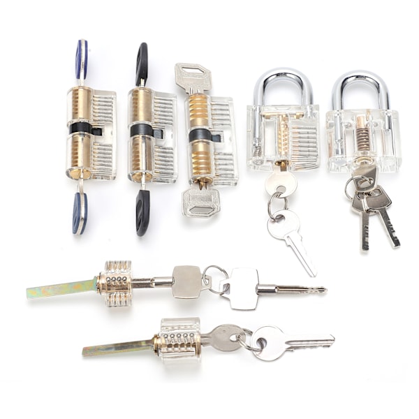 7-pack Akryl Multi-typ Lås Transparent Hänglås med Träning Lås Praktiskt Set