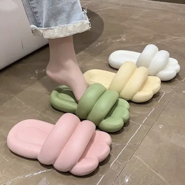 Tjocksulad PVC Toffel Halksäker Öppen Tå Enfärgad Resilient PVC Toffel för Sommar Par Gul 36-37