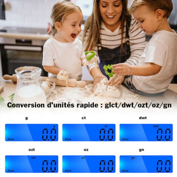 Digital gramvekt 500 g 0,01 g matvekt Høypresisjon kjøkkenvekt Multifunksjonell lommevekt i rustfritt stål med bakgrunnsbelyst LCD-skjerm Tara-PCS