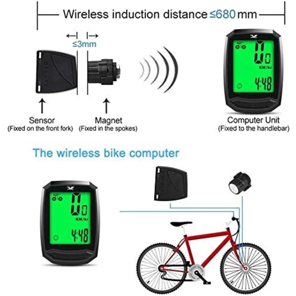 Vandafvisende og trådløs cykelcomputer til cykler