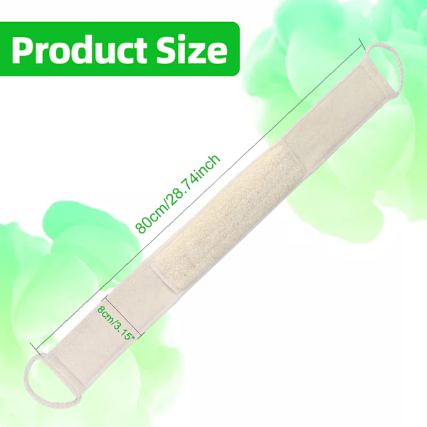 Exfolierande Loofah Ryggskrubb, Naturlig Luffa Loofah Pad Badborste, Ryggtvätt för Duschbadssvamp Kropp, Dubbelsidig Skrubb Rem Rygg