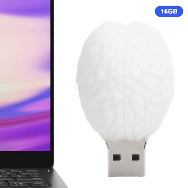 Muistitikku 2.0 USB-muistitikku Pendrive Kannettava tietojen tallennus Piirretty aivo-nukke Valkoinen 16 Gt