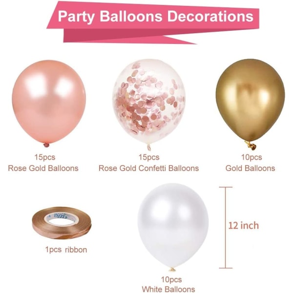 Rose guld konfetti latex balloner, 60 pakke hvidguld ballon 12