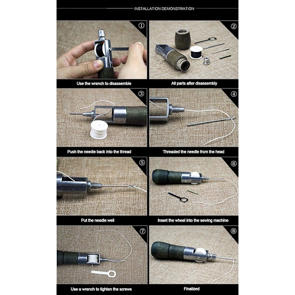 DIY Håndlæderværktøj Læderfabrik Staple Syning Punch Automatisk Punch Læderhåndværk Værktøj Super Skæring Voks Linje Hånd Kunst Nål Symaskine