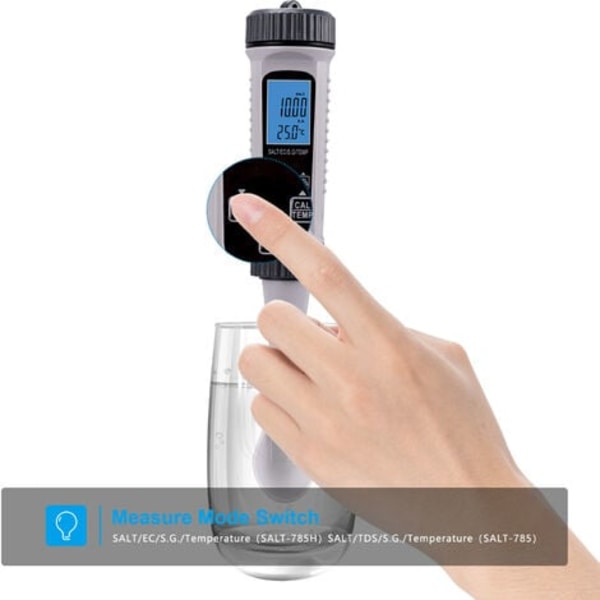 4 i 1 Digital Vatten Testare SALT TDS SG Temp Mätare Hög Precision Vatten Kvalitet Test Mätinstrument för Drick Vatten Simbassäng Akvarium