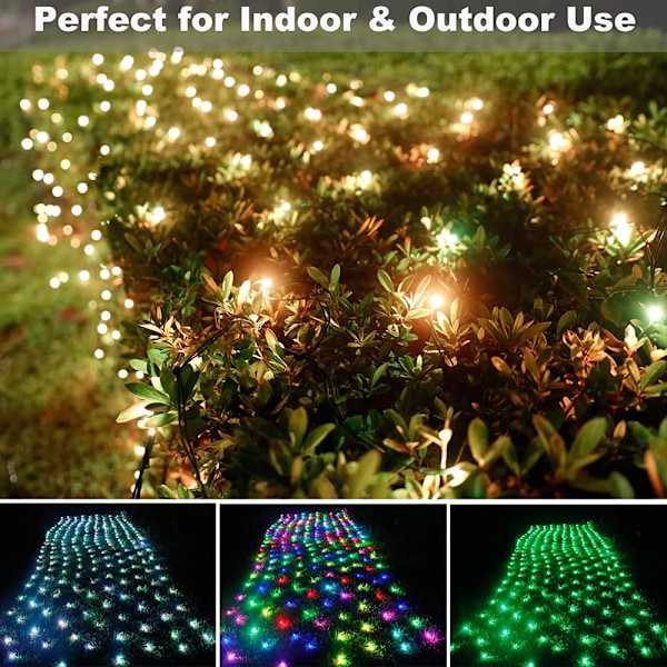 192 LED aurinkokennolla toimivat verkkovalot, 9,8ft x 6,5ft verkkovalot, keijun verkkovalot