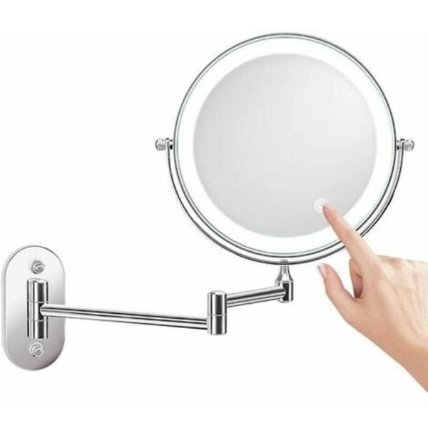 8 Inch Wall Mounted Lighted 10x Magnifying Mirror, LED Makeup