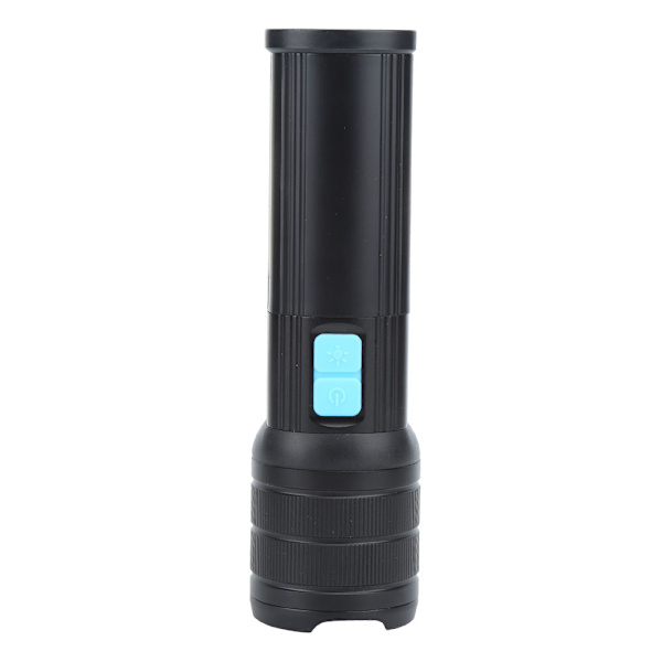 Super Ljus Utomhus LED Ficklampa Vattentät USB Laddningsbar Zoombar för Camping Picknick Klättring svart