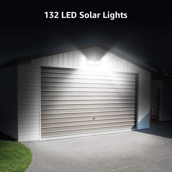 Solcellslampor utomhus, rörelsesensorlampor, 132 LED 270° bred