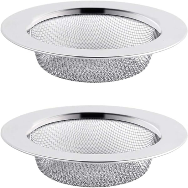2 stk rustfritt stål avløpsfilter, 7,5 cm hårsil dusj