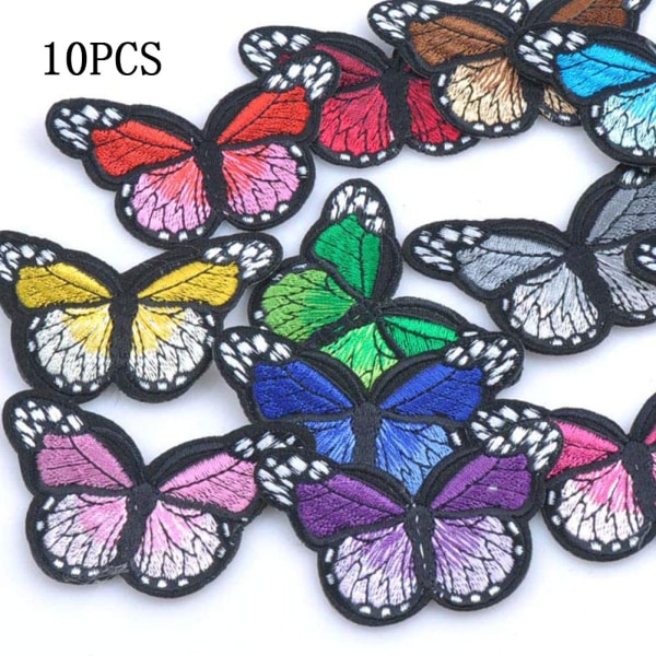 10 st Fjärilsformade järn-på-lappar för broderi av kläder