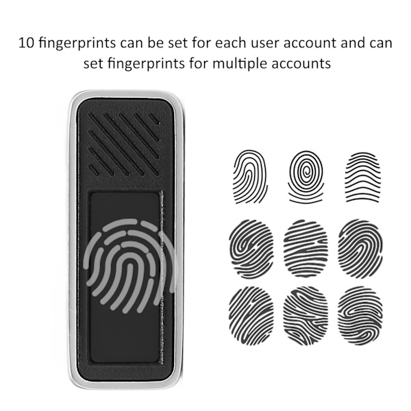 Fingeravtrycksläsare Typ C 0,5s igenkänning 360 graders detektering Bärbar fingeravtrycksläsare för Win7 för Win8 för Win10 För Win11