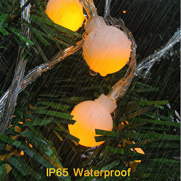 33ft 100st LED Ball Light String Batteridriven, 8 lägen, med Warm White