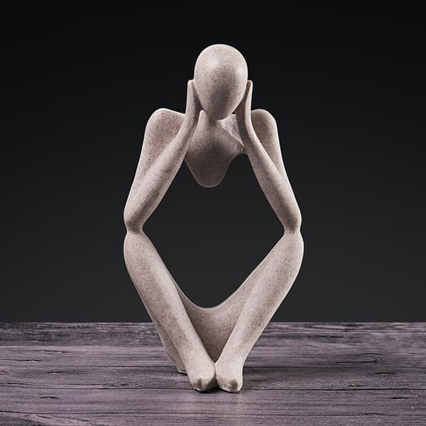 Abstrakt Mediterende Statue i Harpiks