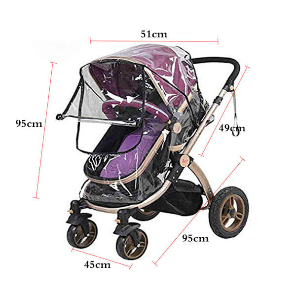 Universell regnskydd för vattentät vind baby barnvagn dragkedja