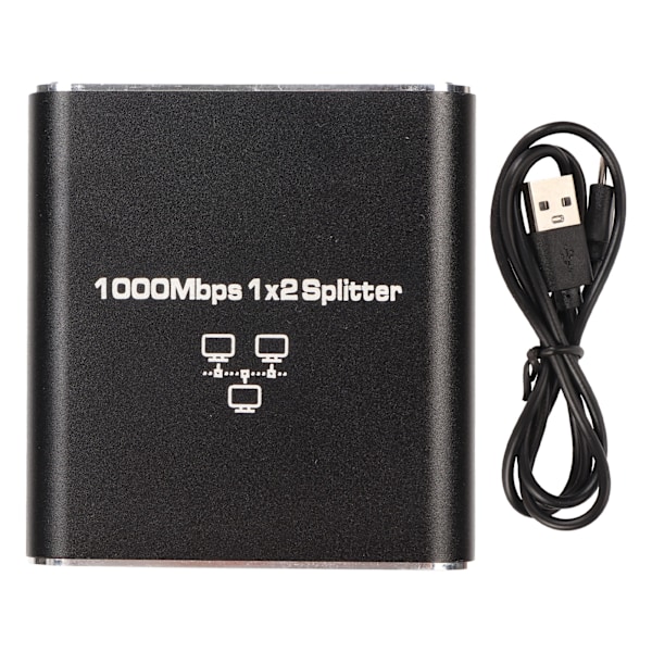 Ethernet Splitter RJ45 Netværksport 1 til 2 Port Aluminiumlegering Gigabit Netværksswitch 1000Mbps