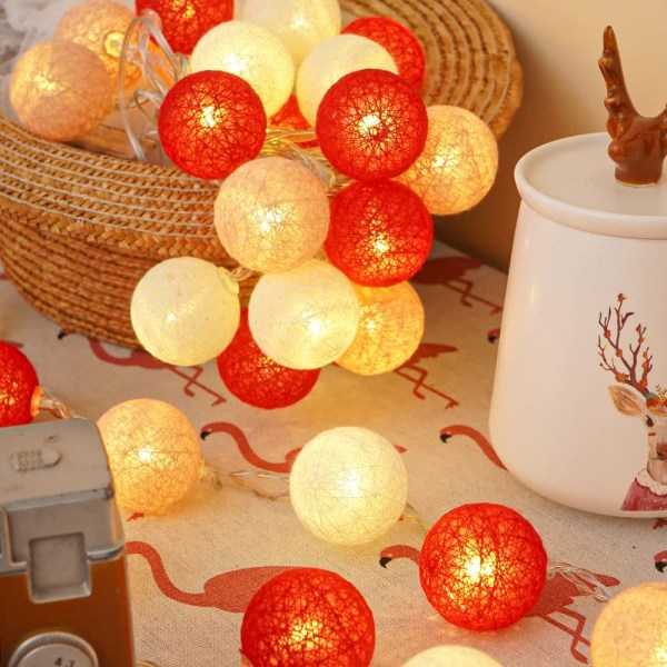 Cotton Ball String Lights- 6.5FT 20LED Cotton Ball Fairy String