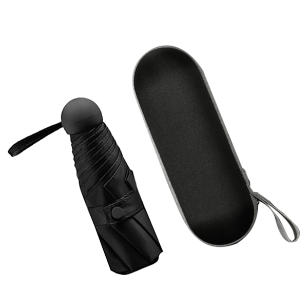 Kapselparaply Mini Lomme UV-resistent 2 Brug 5 Sektion 8 Kantet Udendørs Tilbehør Sort