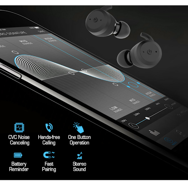 APEKX Bluetooth-kuulokkeet, langattomat nappikuulokkeet latauksella