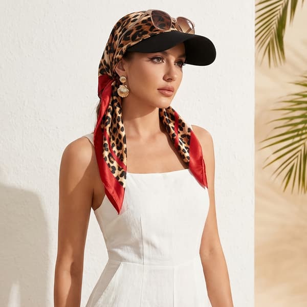 Dame solhatt skjerf med selvbindende brem, strandferiehatt, solhatt, cellegiftlue Vert