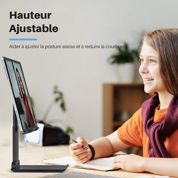 Anozer Foldbar Desktop Angle Tablet Holder, Justerbar Telefonholder med Anti-Slip overflade og aluminiumslegering til iPad Air, Huawei Tablet, Samsung,